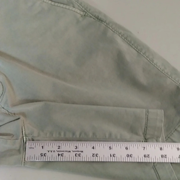 GOODFELLOW CO, SOFT WASHED GREEN CHINO STYLE 8" STRETCH COTTON CANVAS SHORTS - Picture 4 of 6